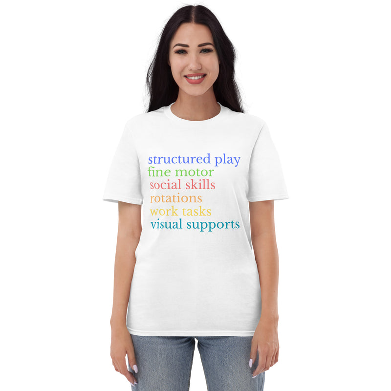 Autism Shirt for Teachers Colorful Lettering (White Background)