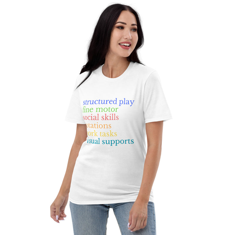 Autism Shirt for Teachers Colorful Lettering (White Background)