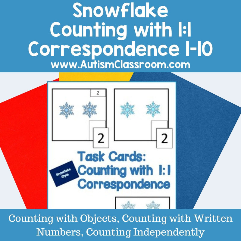 Snow Task Cards: Counting w/ 1:1 Correspondence (Adapted Math Autism & SPED)