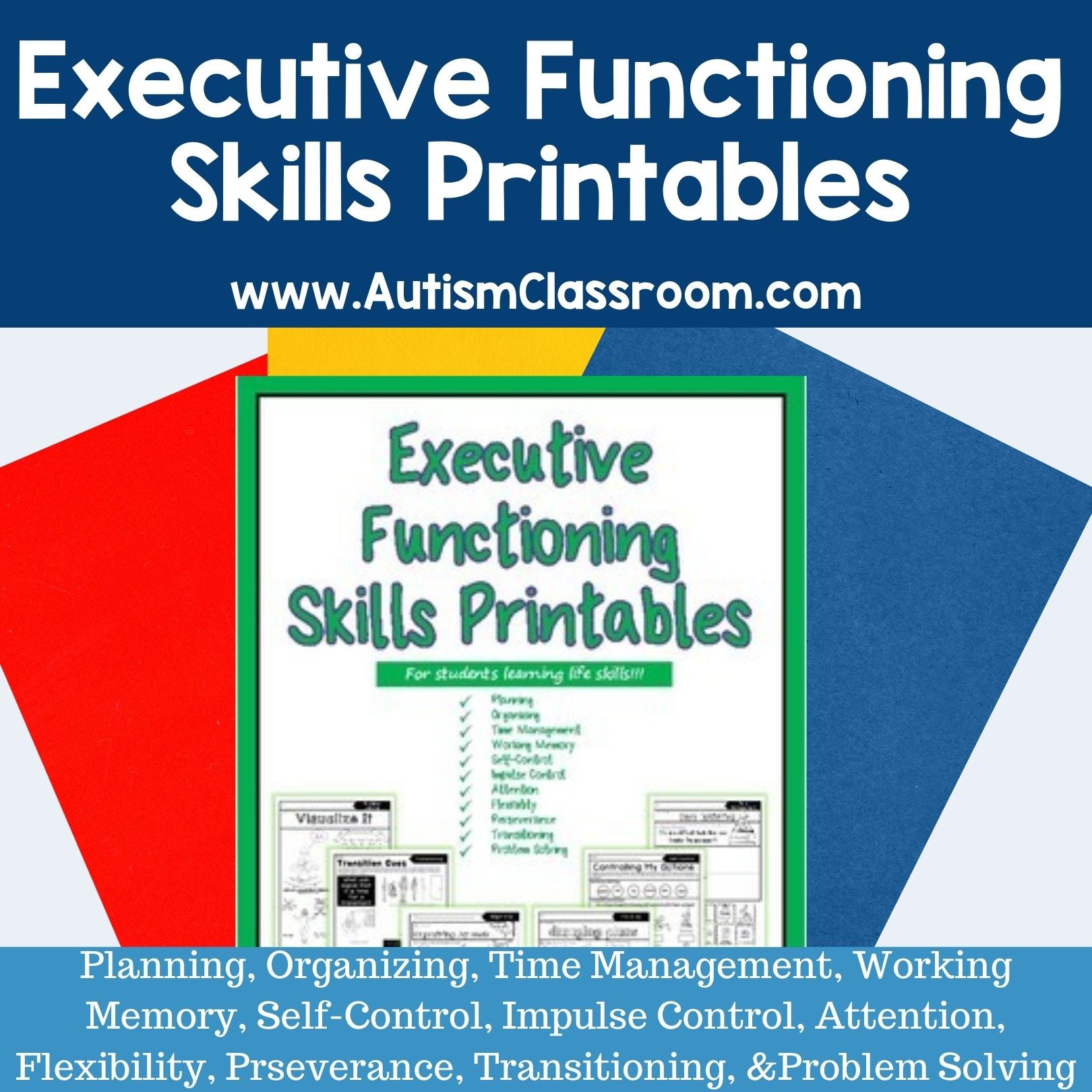 Executive Functioning Skills Printables Autism Classroom