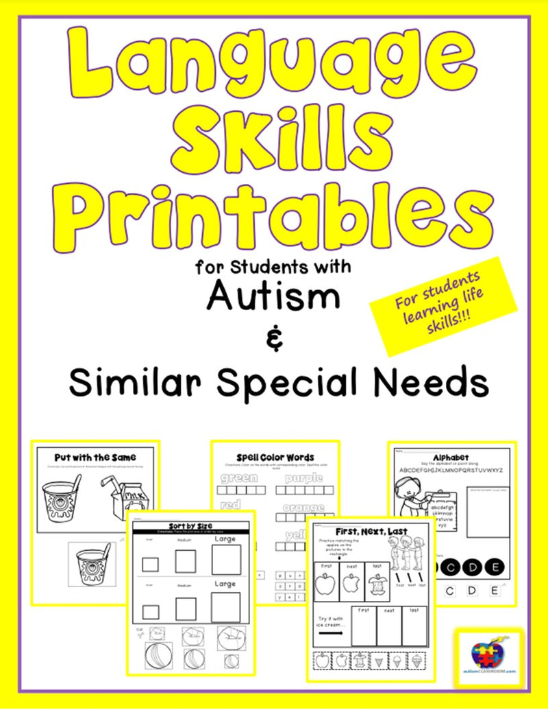 Language Skills Printables for Students with Autism & Similar Special Needs