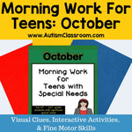 Morning Work for Teens with Special Needs (October)