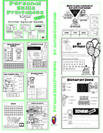 Personal Life Skills Printables for Students with Autism & Similar Special Needs