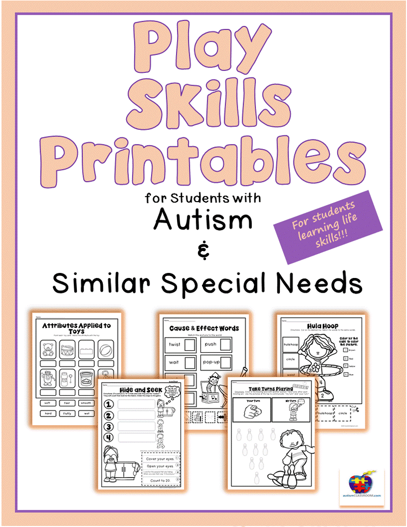 Play Skills Printables for Students with Autism & Similar Special Needs
