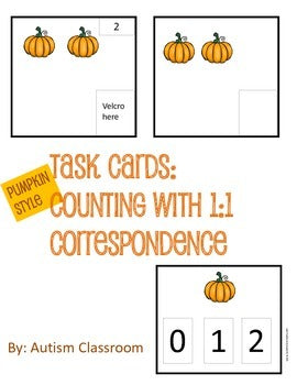 Task Cards: Pumpkin Counting w/ 1:1 Correspondence 1-10