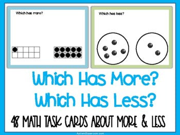Task Cards: Which Has More? Which Has Less? Math Ten-Frames