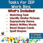 Already Done! Tasks for IEP Work Bins- Shapes Edition