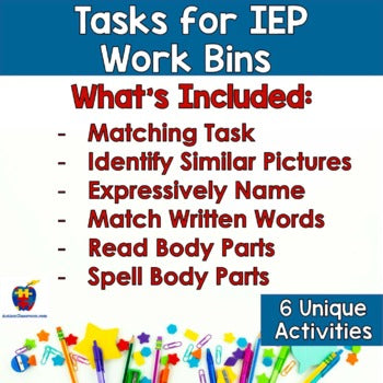 Already Done! Tasks for IEP Work Bins - Parts of the Body