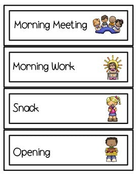 Visual Schedule Cards for Centers & Class Activities- White Background