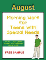 Morning Work for Teens with Special Needs (August)