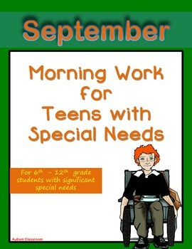 Morning Work for Teens with Special Needs (September)