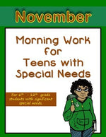 Morning Work for Teens with Special Needs (November)
