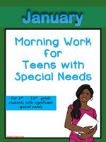 Morning Work for Teens with Special Needs (January)
