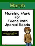 Morning Work for Teens with Special Needs (March)